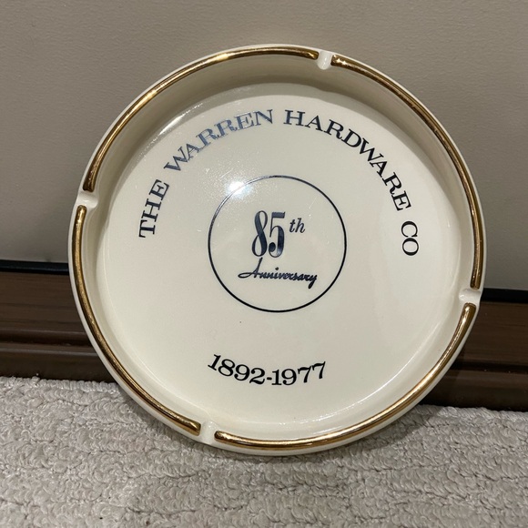 Warren Hardware Other - 85th Anniversary Commemorative Ashtray with Gold Trim